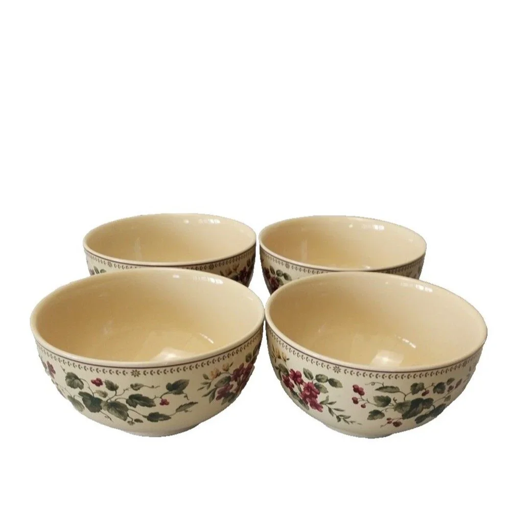 WAVERLY Garden Room 4 PC Soup Cereal Fruit Bowls Made in Poland 6